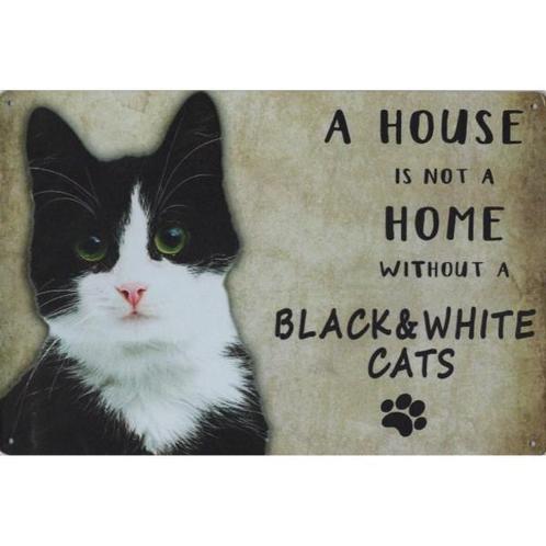 Wandbord Katten - A House Is Not A Home Without A Black Whit, Dieren en Toebehoren, Katten-accessoires, Nieuw, Ophalen of Verzenden