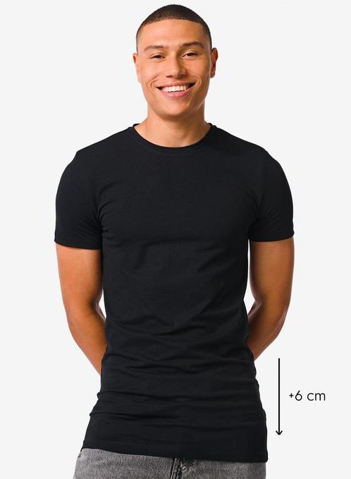 HEMA Heren t-shirt slim fit o-hals extra lang zwart, Kleding | Heren, Overige Herenkleding, Nieuw, Verzenden