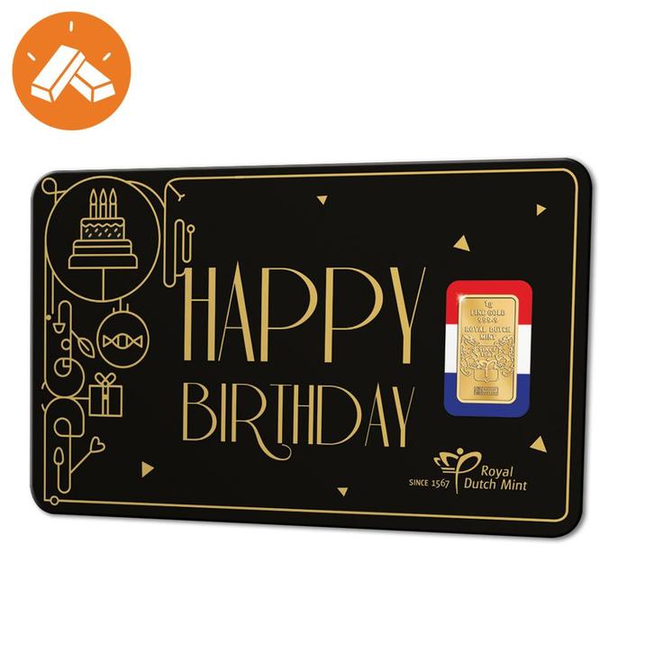 Goudbaar 1 gram ‘Happy Birthday’, Postzegels en Munten, Edelmetalen en Baren, Verzenden