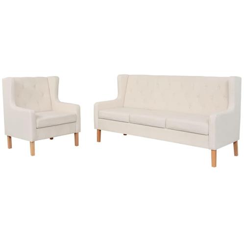 vidaXL Bankstel 3+1 stof crèmewit 2-delig, Huis en Inrichting, Banken | Bankstellen, Nieuw, Minder dan 150 cm, Stof, Vierpersoons of meer