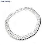 Zilveren dubbele gourmet schakel heren armband 20 cm 7,7 mm