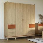 Kledingkast Skagen - Eiken - 4-Deurs met Lades, Huis en Inrichting, Kasten | Kledingkasten, Verzenden, Nieuw, Met lade(s)