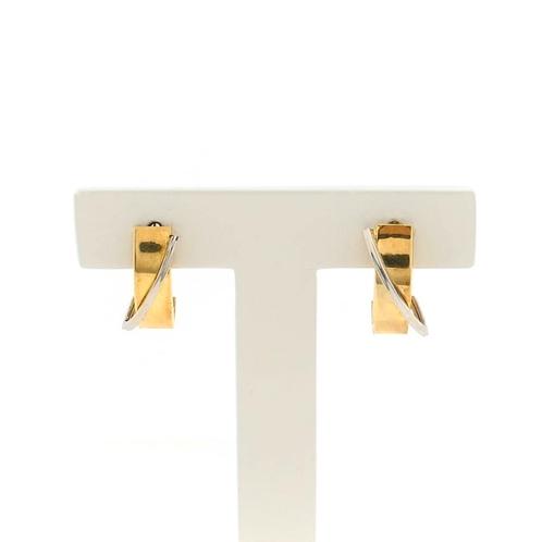 Bicolor gouden oorstekers (witgoud, oorbellen, geelgoud), Sieraden, Tassen en Uiterlijk, Oorbellen, Overige kleuren, Gebruikt