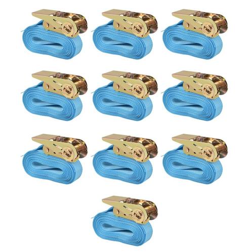 vidaXL Spanbanden 0,8 ton 4mx25mm blauw 10 st, Doe-het-zelf en Verbouw, IJzerwaren en Bevestigingsmiddelen, Nieuw, Verzenden