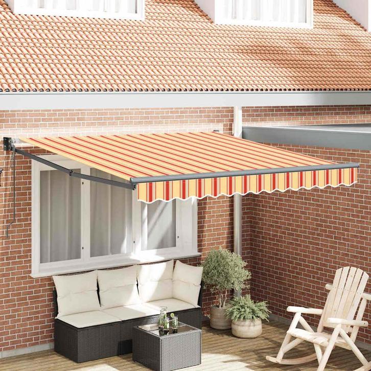 vidaXL Markies geel en oranje 3,5 x 2,5 m Polyester en, Tuin en Terras, Zonneschermen, Nieuw, Verzenden