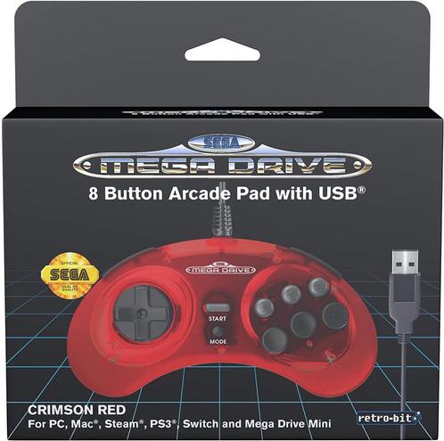 Retro-Bit Sega Mega Drive 8-button USB controller crimson, Spelcomputers en Games, Games | Pc, Verzenden