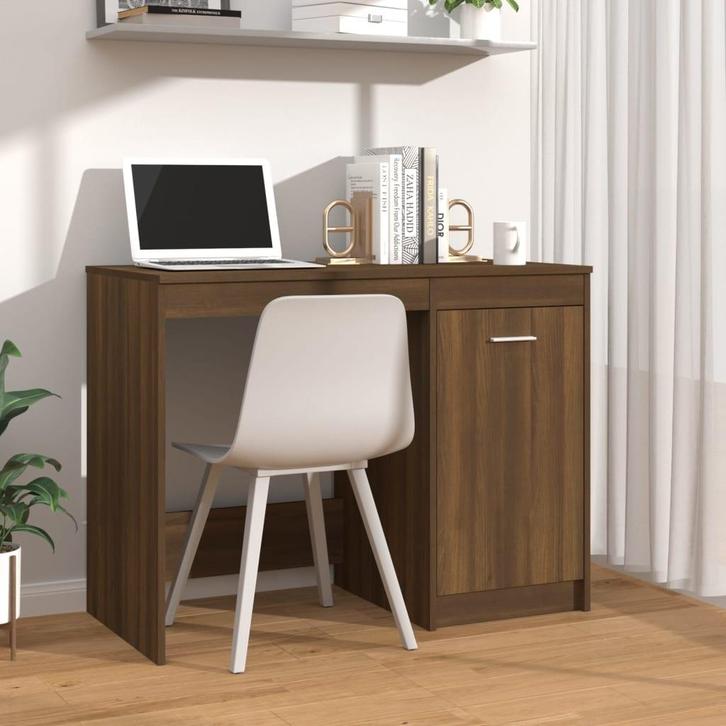 vidaXL Bureau 100x50x76 cm bewerkt hout bruin eikenkleur, Huis en Inrichting, Bureaus, Nieuw, Verzenden