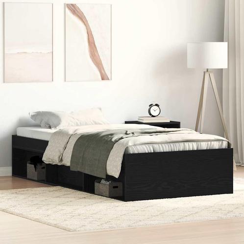 vidaXL Bedframe zonder matras 90x200 cm spaanplaat zwart, Huis en Inrichting, Slaapkamer | Bedden, 90 cm, 200 cm, Bruin, Eenpersoons