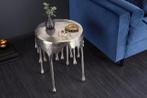 Extravagante bijzettafel LIQUID LINE 50cm zilver traandesign, Ophalen of Verzenden, Nieuw