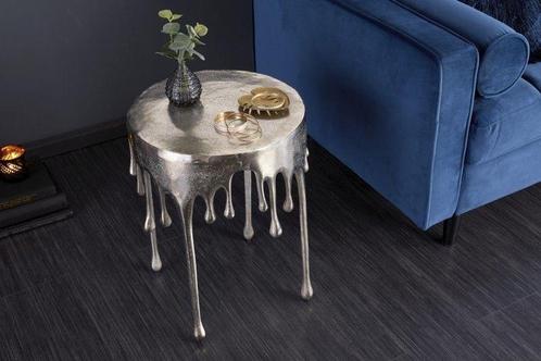 Extravagante bijzettafel LIQUID LINE 50cm zilver traandesign, Huis en Inrichting, Tafels | Sidetables, Ophalen of Verzenden