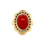 Gouden ring met bloedkoraal 14 krt, Sieraden, Tassen en Uiterlijk, Ringen, Ophalen of Verzenden, Nieuw