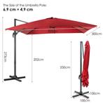 2dekans | Coast Zweefparasol - Kantelbaar - 300 x 300 x 273, Ophalen of Verzenden, Zo goed als nieuw
