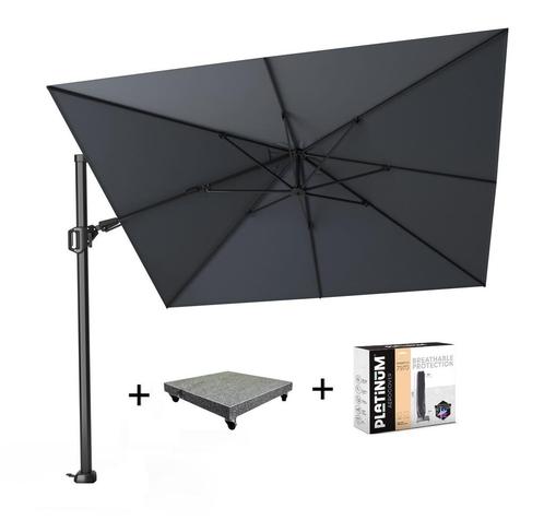Challenger T2 zweefparasol 300x300 cm antraciet met 90 KG, Tuin en Terras, Parasols, Nieuw, Ophalen of Verzenden