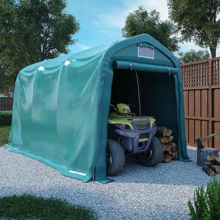vidaXL Garagetent 2,4x3,6 m PVC groen, Tuin en Terras, Partytenten, Nieuw, Verzenden