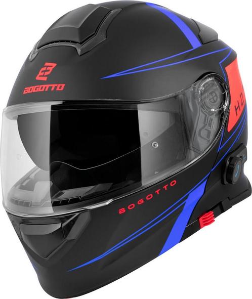 Bogotto H271 Taog Bluetooth Helm Zwart Rood Blauw, Motoren, Kleding | Motorhelmen, Systeemhelm, Heren, XXL, Nieuw met kaartje