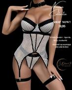 Sexy Lingerieset - Kwaliteit - Kinky Clubwear - Gratis Body, Kleding | Dames, Ondergoed en Lingerie, Verzenden, Wit, Setje