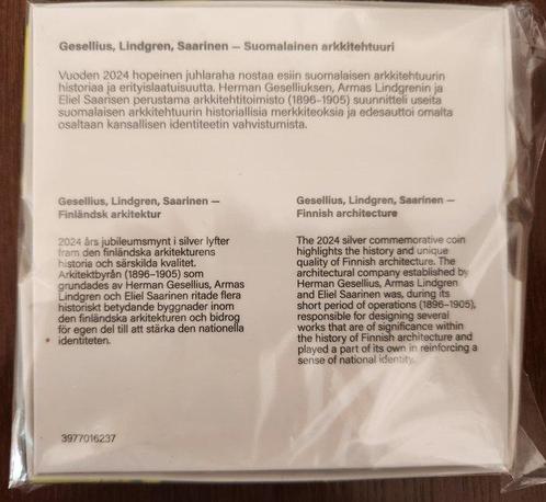 Finland. 20 Euro 2024 Finnische Architektur Proof (Zonder, Postzegels en Munten, Munten | Europa | Euromunten