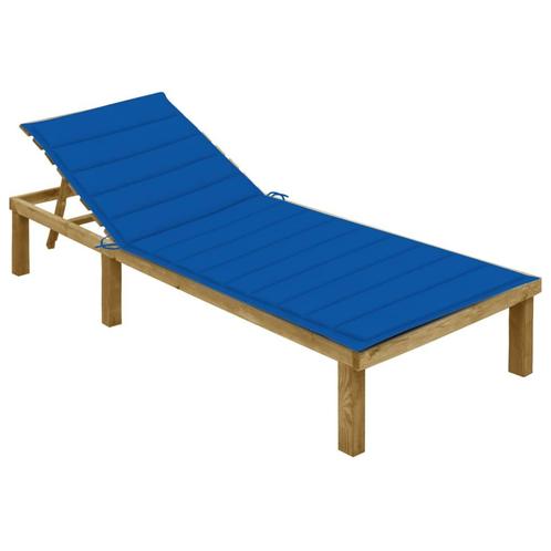 vidaXL Ligbed met koningsblauw kussen geïmpregneerd, Tuin en Terras, Ligbedden, Nieuw, Verzenden
