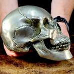 Messing menselijk schedel - Realistische sculptuur -, Antiek en Kunst, Curiosa en Brocante