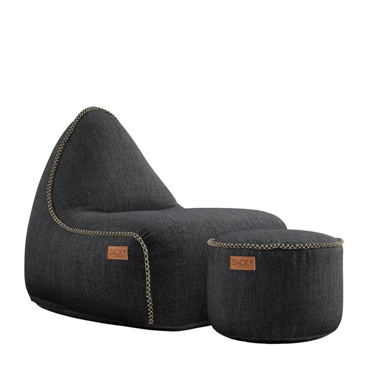 Cobana Lounge Chair & Pouf Outdoor - Zwart, Huis en Inrichting, Zitzakken, Verzenden