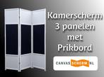 Kamerscherm 3 panelen - zwart wit - Prikbord - hout MDF, Verzenden, Nieuw