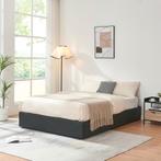 Tweepersoonsbed Nola met bedbodem kunstleer 200x140 cm zwart, Verzenden, Nieuw