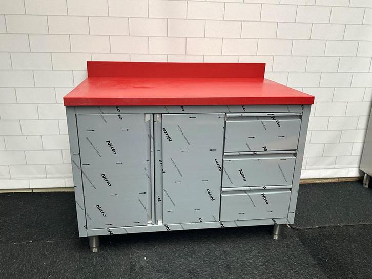 Elfinox Snijtafel met 3 lades en 2 schuifdeuren | 120 CM, Zakelijke goederen, Horeca | Keukenapparatuur, Ophalen of Verzenden