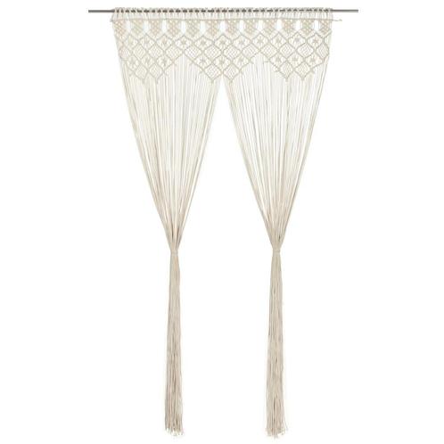 vidaXL Gordijn macramé 140x240 cm katoen, Huis en Inrichting, Stoffering | Gordijnen en Lamellen, Crème, Nieuw, Verzenden