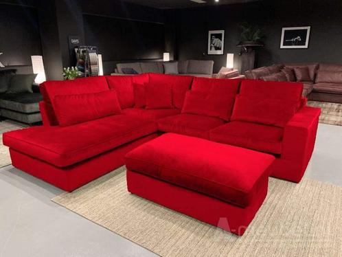 Hoekbank Leusden - hoekbanken - Rood - Velvetstof, Huis en Inrichting, Banken | Sofa's en Chaises Longues, Nieuw, Stof