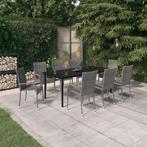 vidaXL 9-delige Tuinset grijs en zwart, Nieuw, 8 zitplaatsen, Tuinset, Verzenden