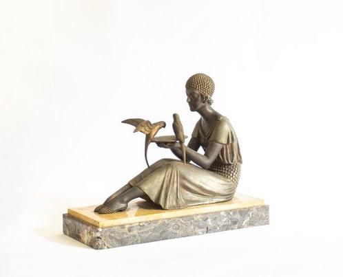 Demetre Chiparus - sculptuur, Femme aux oiseaux - 24 cm -, Antiek en Kunst, Kunst | Designobjecten