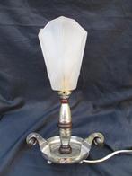 Lamp - Art-deco. Tulp gesigneerd Degué, Chroom, Makassarhout