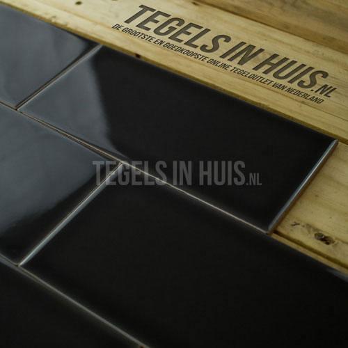 Wandtegel 10x20 cm vt liquorice zwart glans wandtegel, Doe-het-zelf en Verbouw, Tegels, Wandtegels, Nieuw, 10 m² of meer, Keramiek