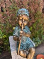Bronzen jongen met fluit - Fontein - Tuin decoratie, Tuin en Terras, Nieuw, Overige materialen, Fontein, Verzenden