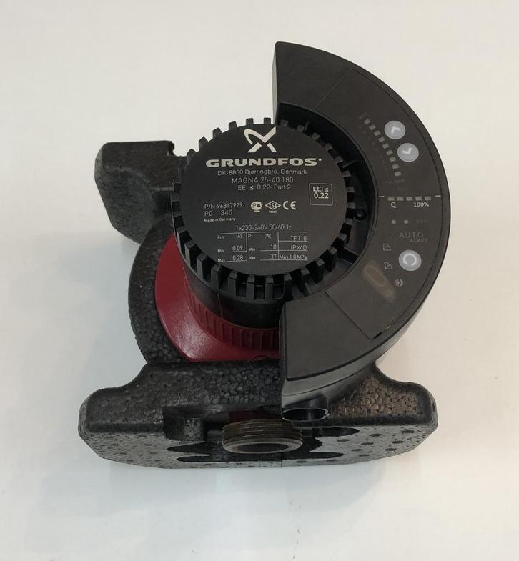 energiezuinige energie label A Grundfos MAGNA 25-40-180 pomp, Doe-het-zelf en Verbouw, Verwarming en Radiatoren, Minder dan 200 watt
