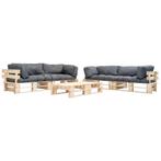 vidaXL 6-delige Loungeset pallet met grijze kussens hout, Verzenden, Nieuw, 6 zitplaatsen, Loungeset