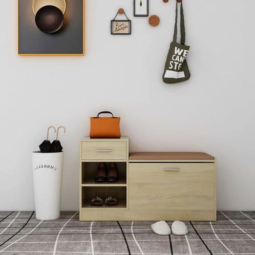vidaXL Schoenenbank 94,5x31x57 cm bewerkt hout sonoma, Huis en Inrichting, Kasten | Schoenenrekken, Nieuw, Verzenden