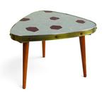 Bijzettafel - Vintage bloementafel met majolica-tegels –