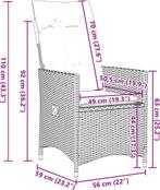 vidaXL verstelbare tuinstoelen 2 st met kussens - poly, Ophalen of Verzenden, Zo goed als nieuw