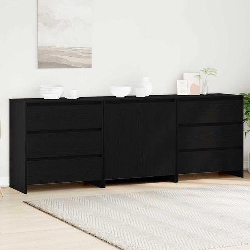 vidaXL Dressoirs 3 st bewerkt hout bewerkt zwart, Huis en Inrichting, Kasten | Dressoirs, Nieuw, 50 tot 100 cm, Overige houtsoorten