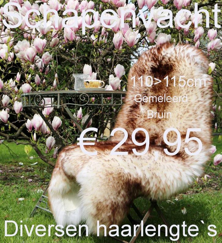 Schapenvacht Gemeleerd XXXL Bruin Moeflon schapenvel € 29,95, Huis en Inrichting, Woonaccessoires | Overige, Nieuw, Ophalen of Verzenden