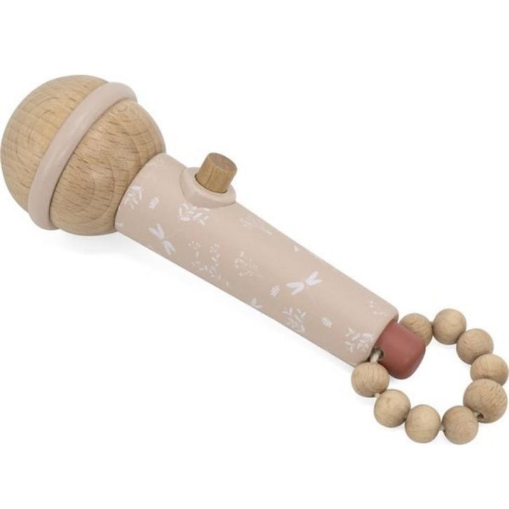 Roze houten microfoon met hartjes en kralen, Kinderen en Baby's, Speelgoed | Houten speelgoed, Nieuw, Ophalen of Verzenden