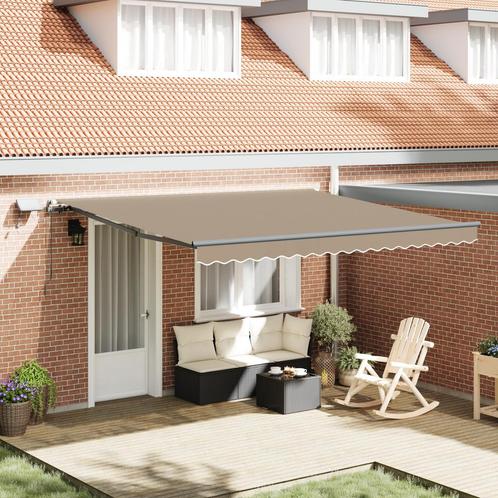 vidaXL Handmatige Inklapbare Luifel met LED Beige 400x300 cm, Tuin en Terras, Zonneschermen, Nieuw, Verzenden
