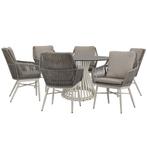 Tivoli Pasadena dining tuinset 140 cm rond 6 delig latte, Tuin en Terras, Tuinsets en Loungesets, Ophalen of Verzenden, Nieuw