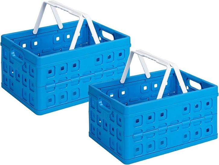 Sunware Square Vouwkrat Blauw 32 liter 49x36x24.5cm Set van, Doe-het-zelf en Verbouw, Kratten en Dozen, Ophalen of Verzenden