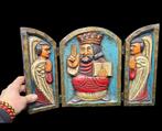 Original wooden triptych with figures in relief - Diorama, Antiek en Kunst