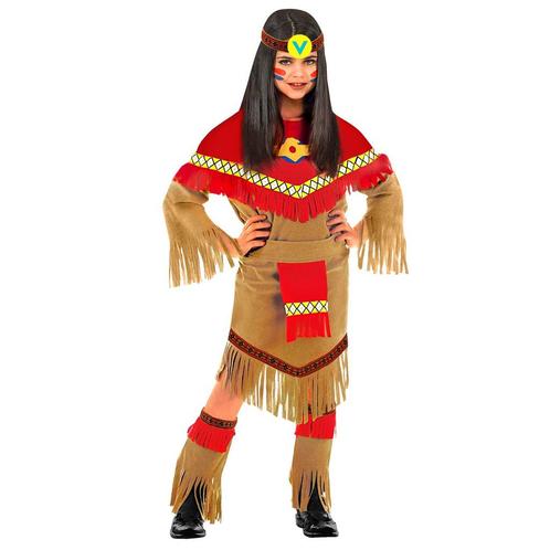 Indiaanse Jurk Rood Bruin Meisje, Kinderen en Baby's, Carnavalskleding en Verkleedspullen, Nieuw, Verzenden