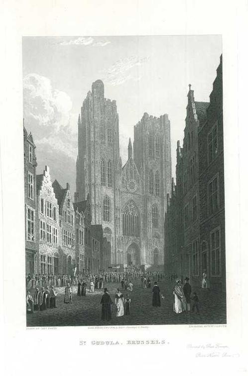 Zicht op Brussels, Antiek en Kunst, Kunst | Etsen en Gravures