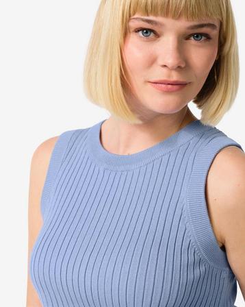 HEMA Dames tanktop Frida rib blauw beschikbaar voor biedingen