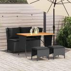 vidaXL 4-delige Tuinset met kussens poly rattan zwart, 3 zitplaatsen, Nieuw, Tuinset, Verzenden